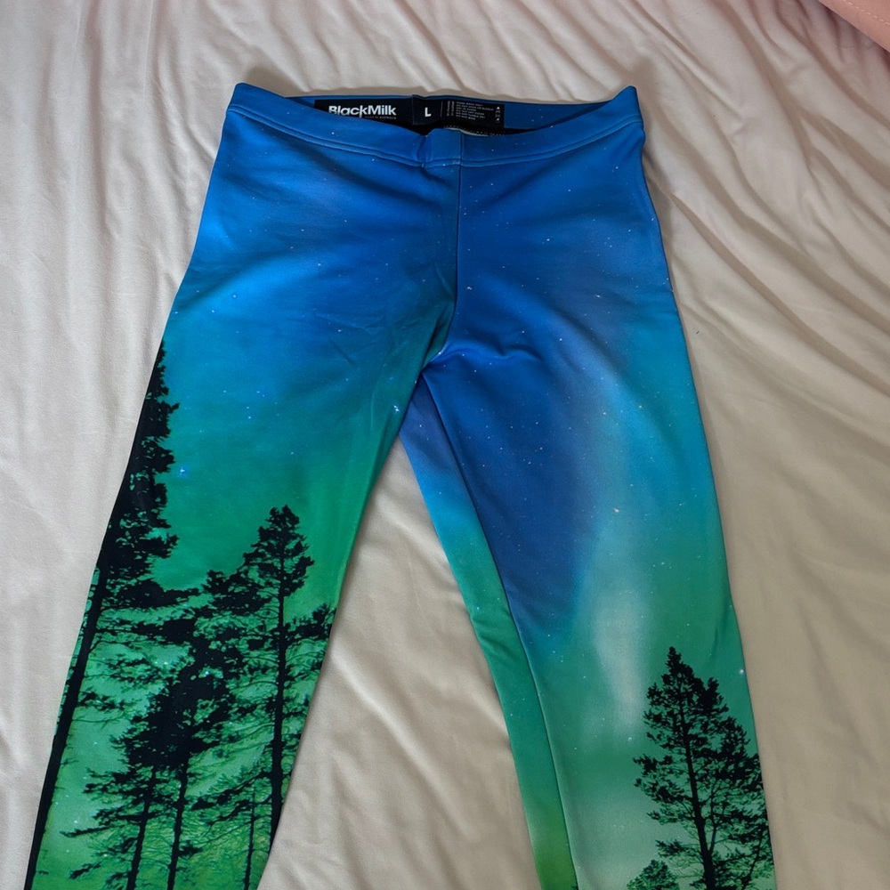 BlackMilk Blue and Green Forest Leggings NWOT